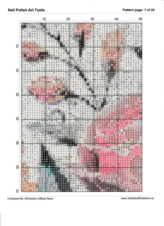 Counted Cross Stitch - Nail Polish Art Tools - Digital Download PDF File (Copy) Charlie's Official Store
