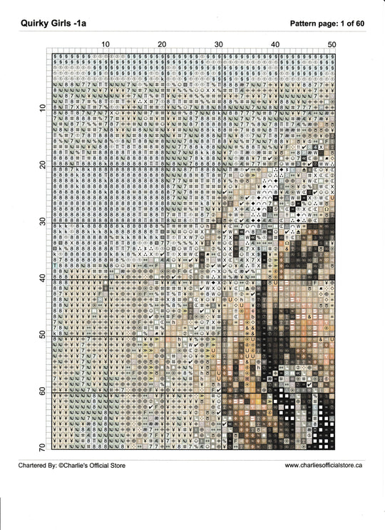 Counted Cross Stitch Quirky Girl - 1a Digital Download PDF File Charlie's Official Store