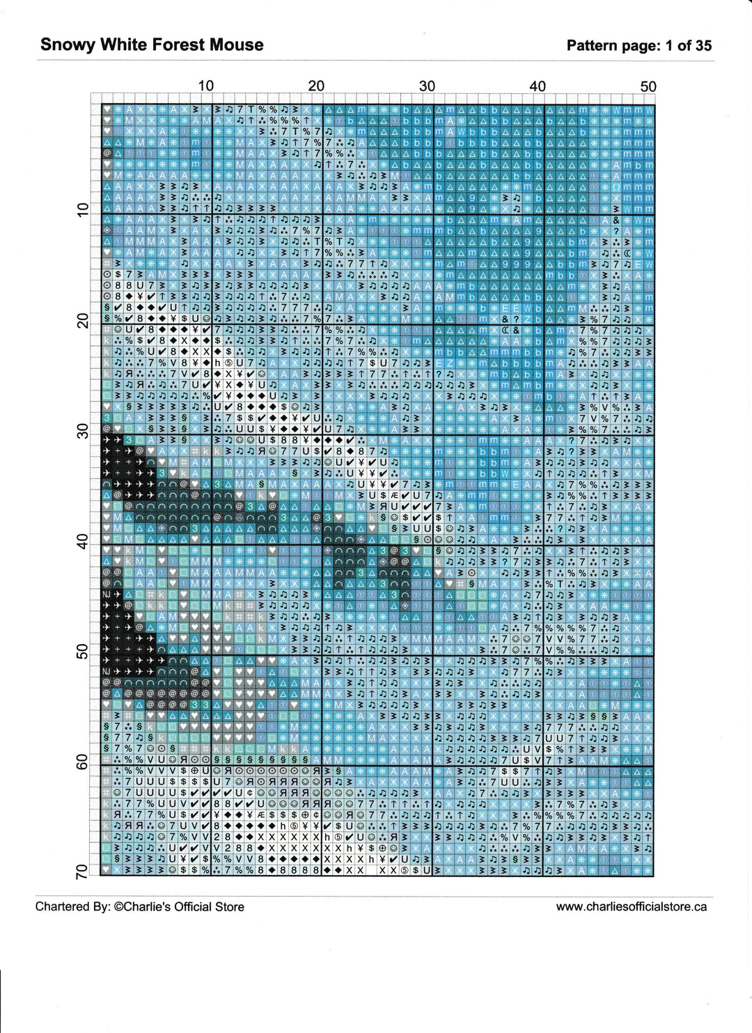 Counted Cross Stitch - Snowy White Forest Mouse - Digital Download PDF File (Copy) Charlie's Official Store