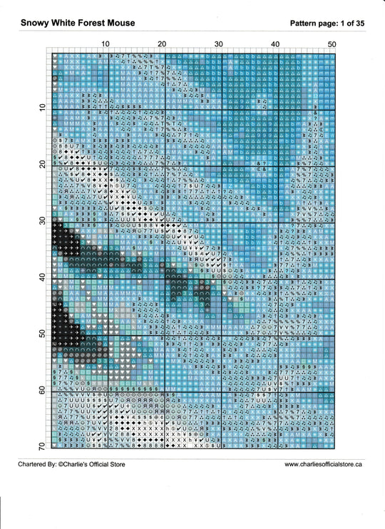 Counted Cross Stitch - Snowy White Forest Mouse - Digital Download PDF File (Copy) Charlie's Official Store