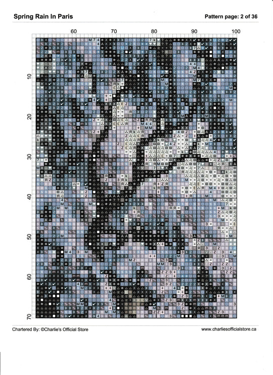 Counted Cross Stitch - Spring Rain In Paris - Digital Download PDF File (Copy) Charlie's Official Store