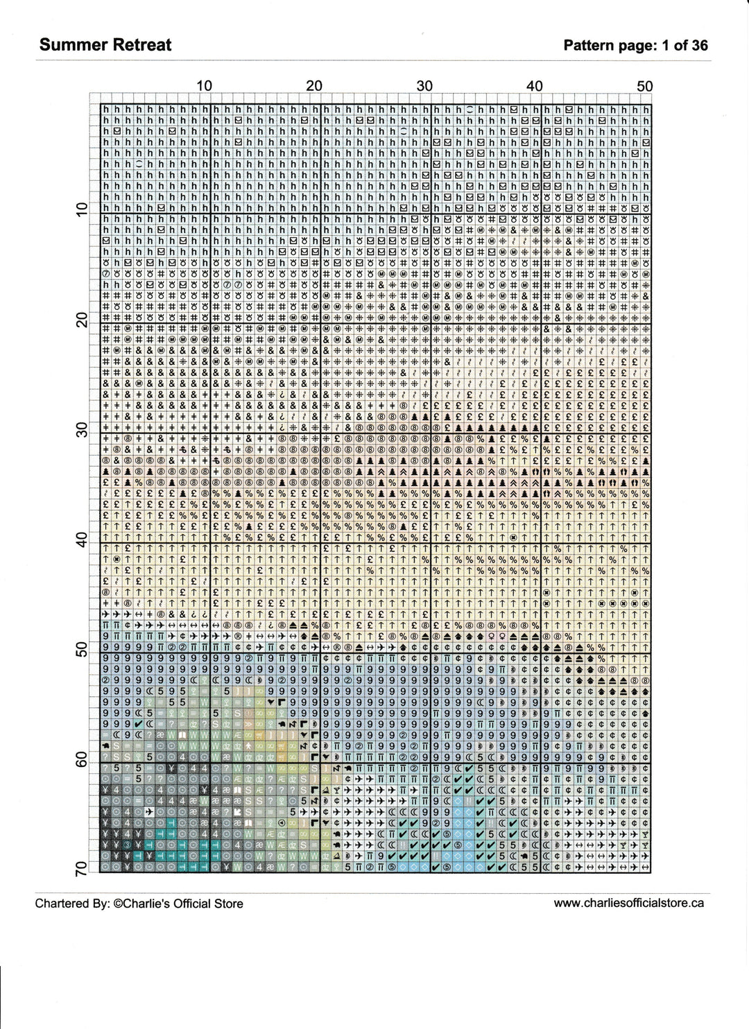 Counted Cross Stitch - Summer Retreat - Digital Download PDF File Charlie's Official Store