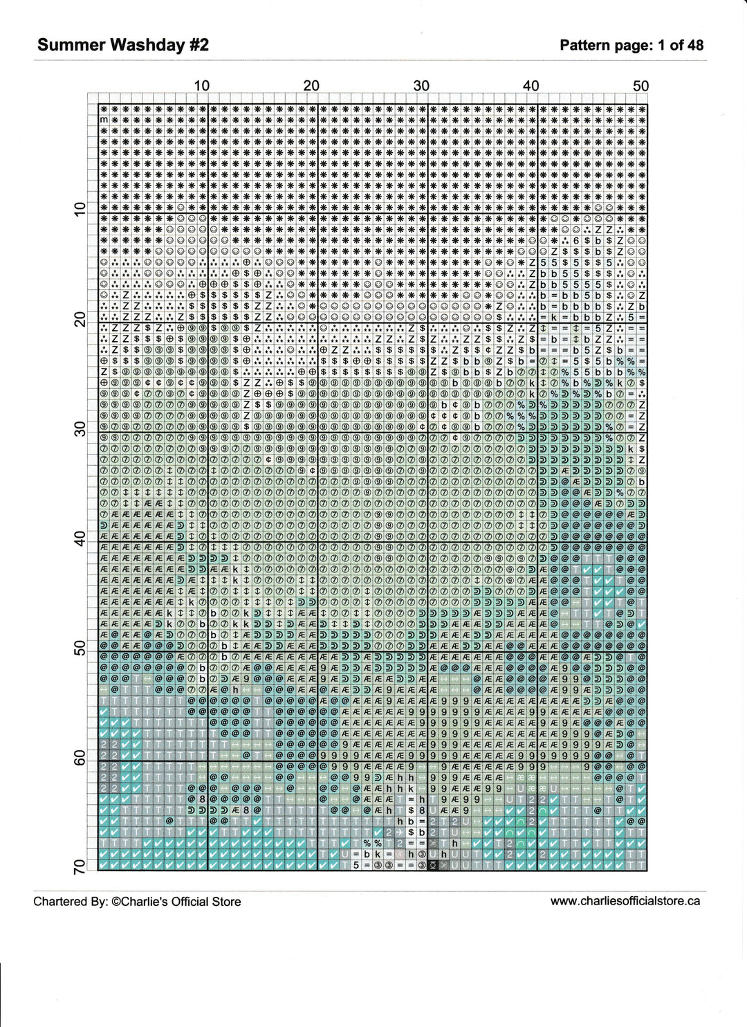 Counted Cross Stitch - Summer Washday #2 - Digital Download PDF File Charlie's Official Store