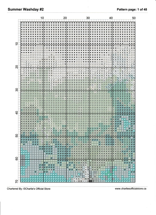 Counted Cross Stitch - Summer Washday #2 - Digital Download PDF File Charlie's Official Store