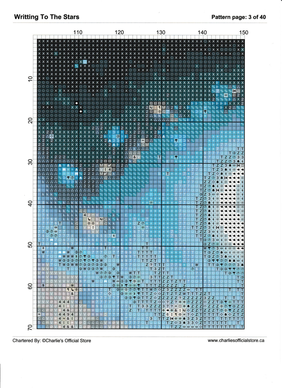 Counted Cross Stitch - Writting To The Stars - Digital Download PDF File Charlie's Official Store