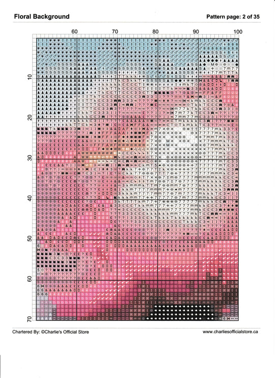 Counted Cross Stitch - Floral Background - Digital Downlod PDF (Copy) Charlie's Official Store