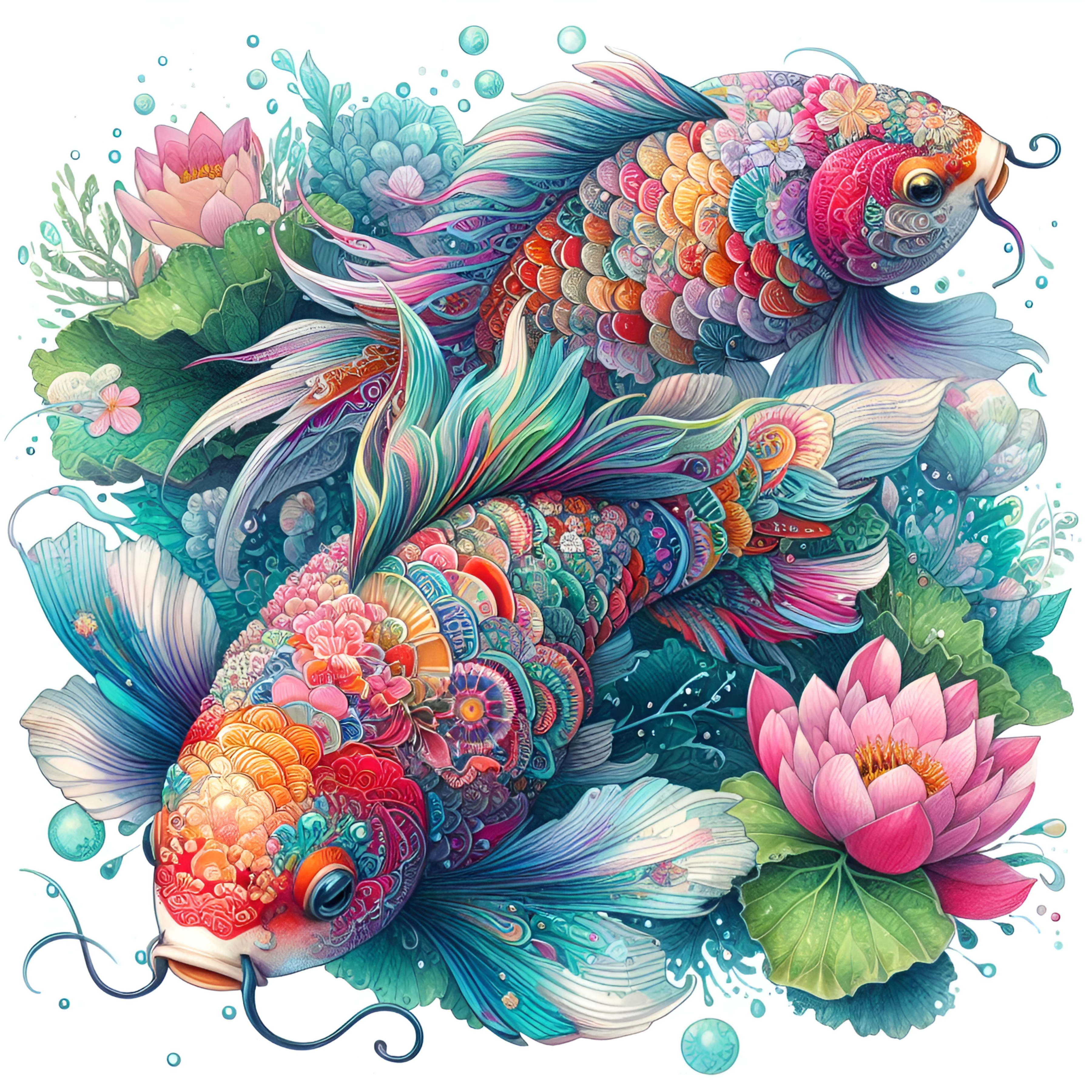 Counted Cross Stitch - Vibrant Koi Fish #3 - Digital Download PDF download file Charlie's Official Store