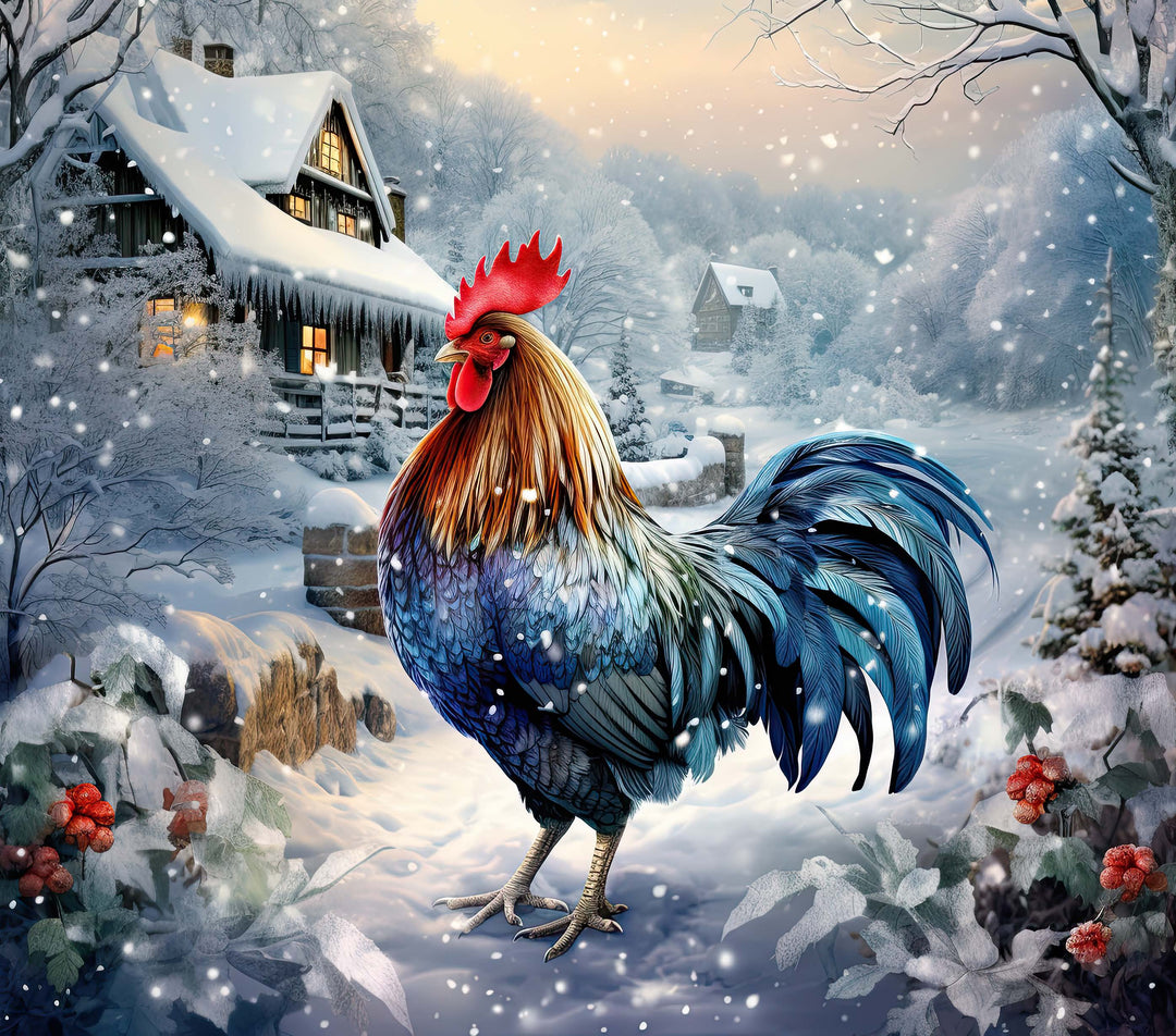 Counted Cross Stitch Winter Rooster Full Coverage Digital Download PDF File (Copy) Charlie's Official Store