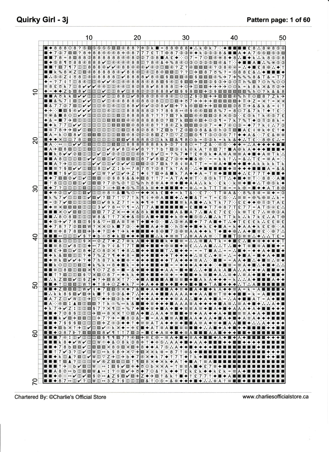 Counted Cross Stitch Quirky Girl - 3J Digital Download PDF File Charlie's Official Store