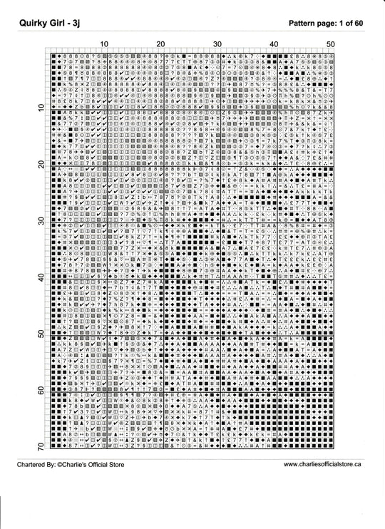 Counted Cross Stitch Quirky Girl - 3J Digital Download PDF File Charlie's Official Store