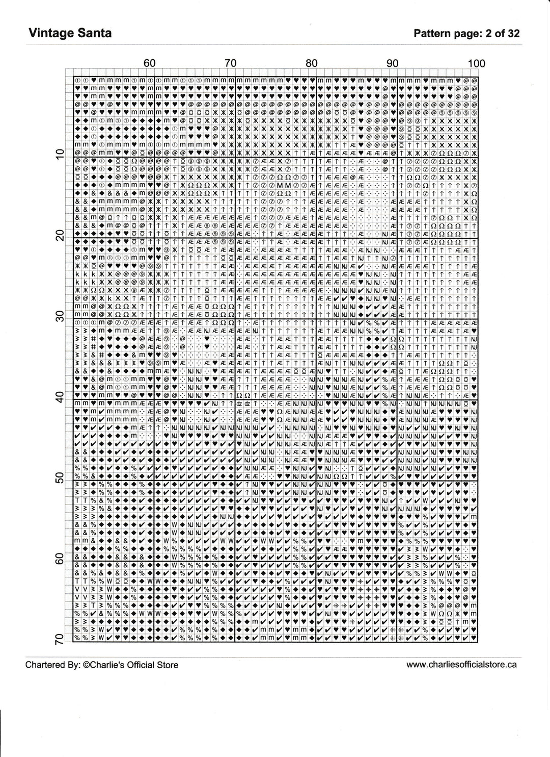 Counted Cross Stitch - Vintage Santa - Digital Download PDF File Charlie's Official Store