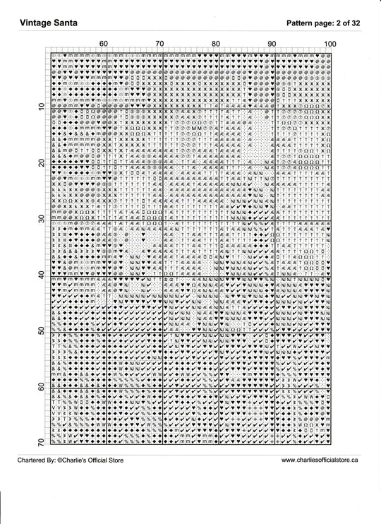 Counted Cross Stitch - Vintage Santa - Digital Download PDF File Charlie's Official Store