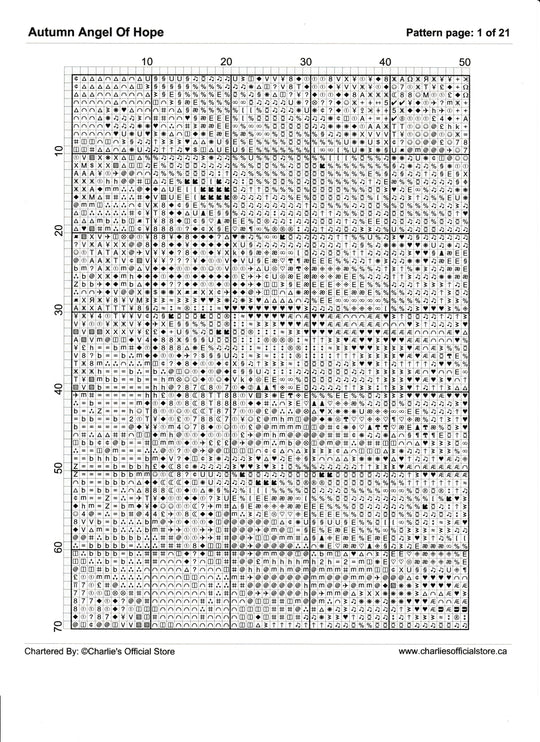 Counted Cross Stitch - Autumn Angel Of Hope - Digital Downlod PDF Charlie's Official Store