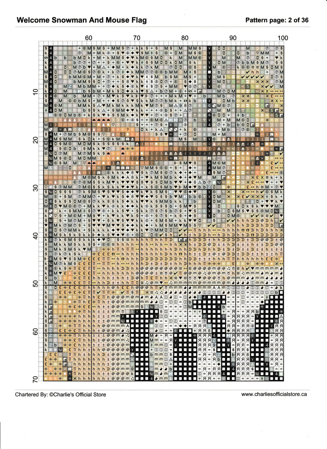 Counted Cross Stitch - Welcome Snowman And Mouse Flag - Digital Download PDF File Charlie's Official Store