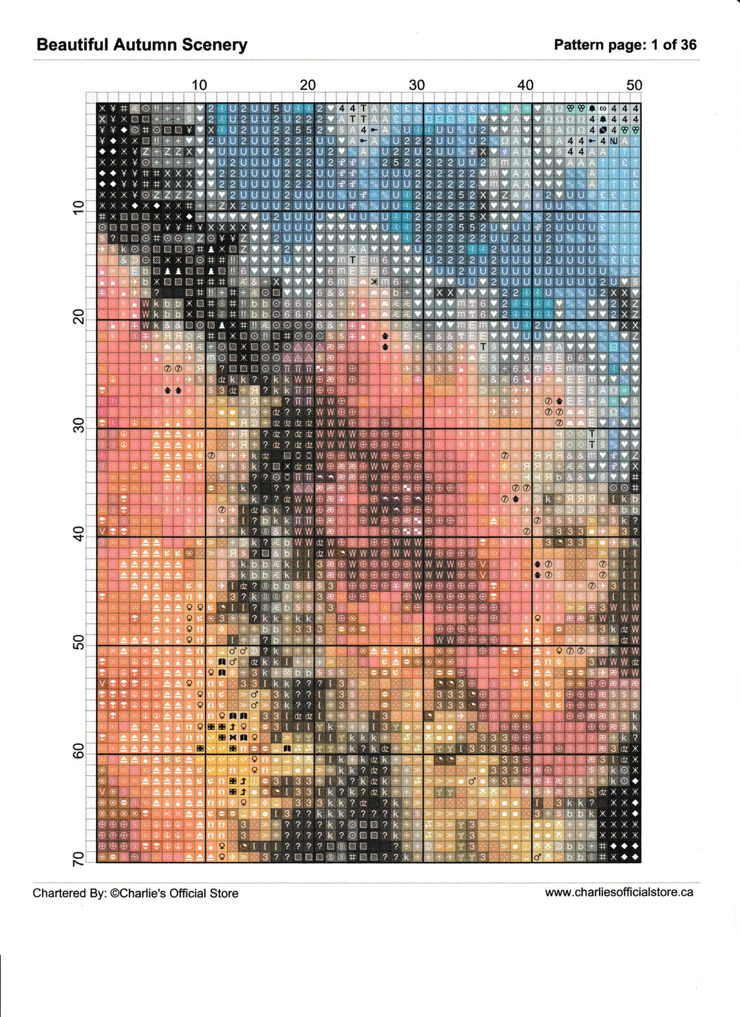 Counted Cross Stitch - Beautiful Autumn Scenery - Digital Downlod PDF Charlie's Official Store