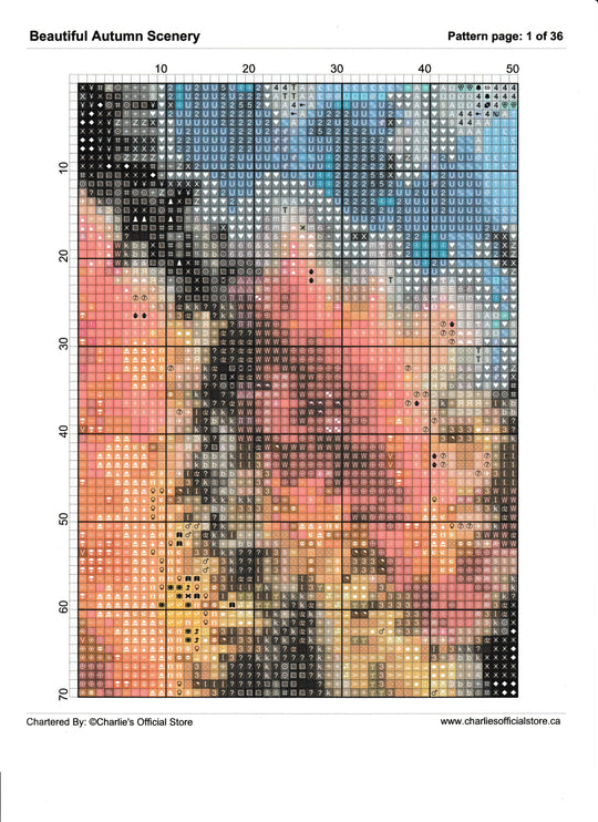 Counted Cross Stitch - Beautiful Autumn Scenery - Digital Downlod PDF Charlie's Official Store