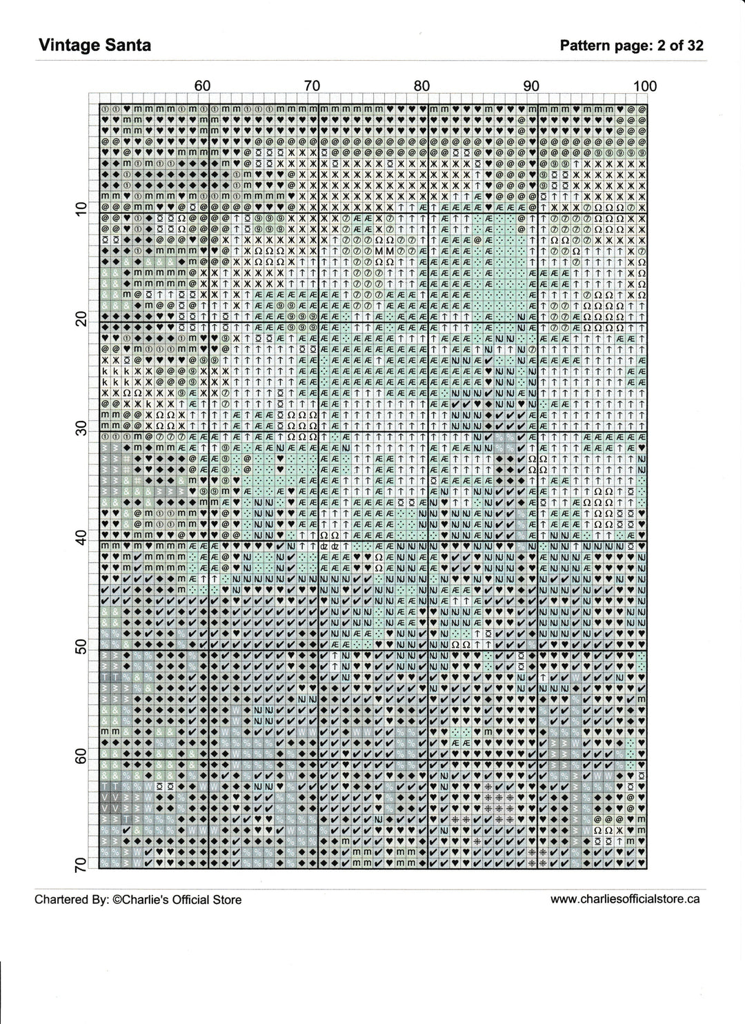 Counted Cross Stitch - Vintage Santa - Digital Download PDF File Charlie's Official Store