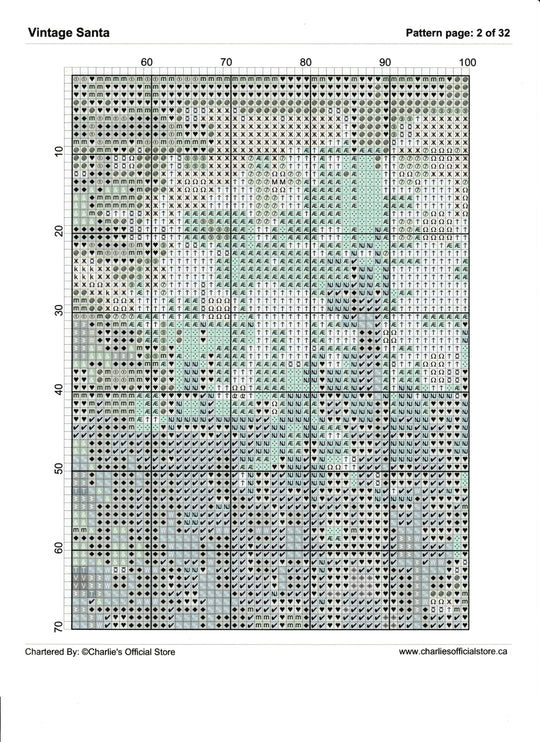 Counted Cross Stitch - Vintage Santa - Digital Download PDF File Charlie's Official Store