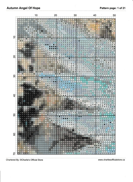 Counted Cross Stitch - Autumn Angel Of Hope - Digital Downlod PDF Charlie's Official Store