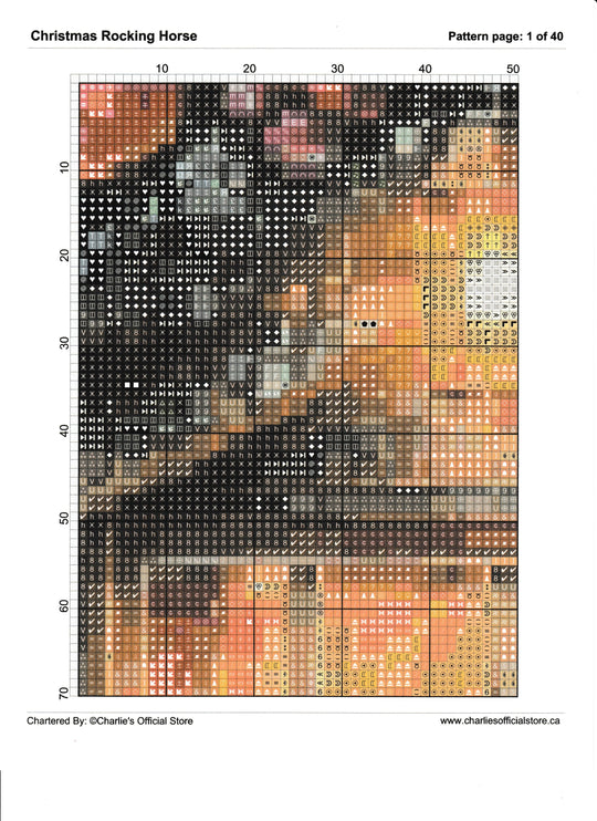 Counted Cross Stitch - Christmas Rocking Horse - Digital Download PDF File (Copy) Charlie's Official Store