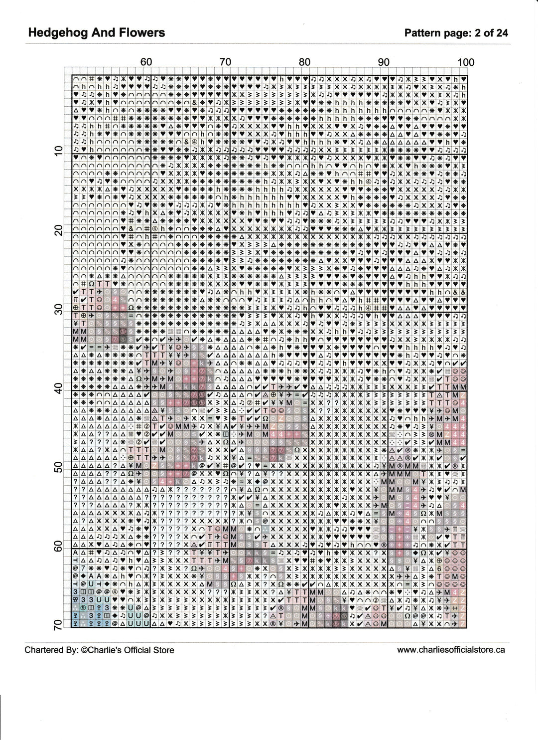 Counted Cross Stitch - Hedgehog And Flowers - Digital Download PDF File (Copy) Charlie's Official Store