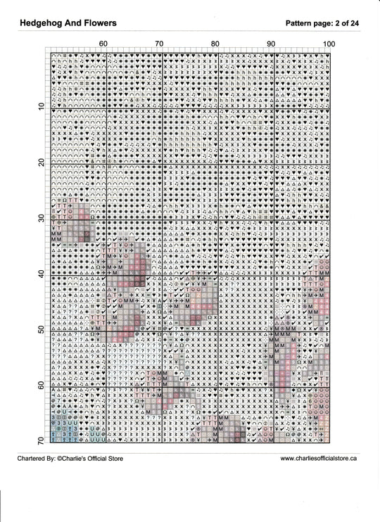 Counted Cross Stitch - Hedgehog And Flowers - Digital Download PDF File (Copy) Charlie's Official Store