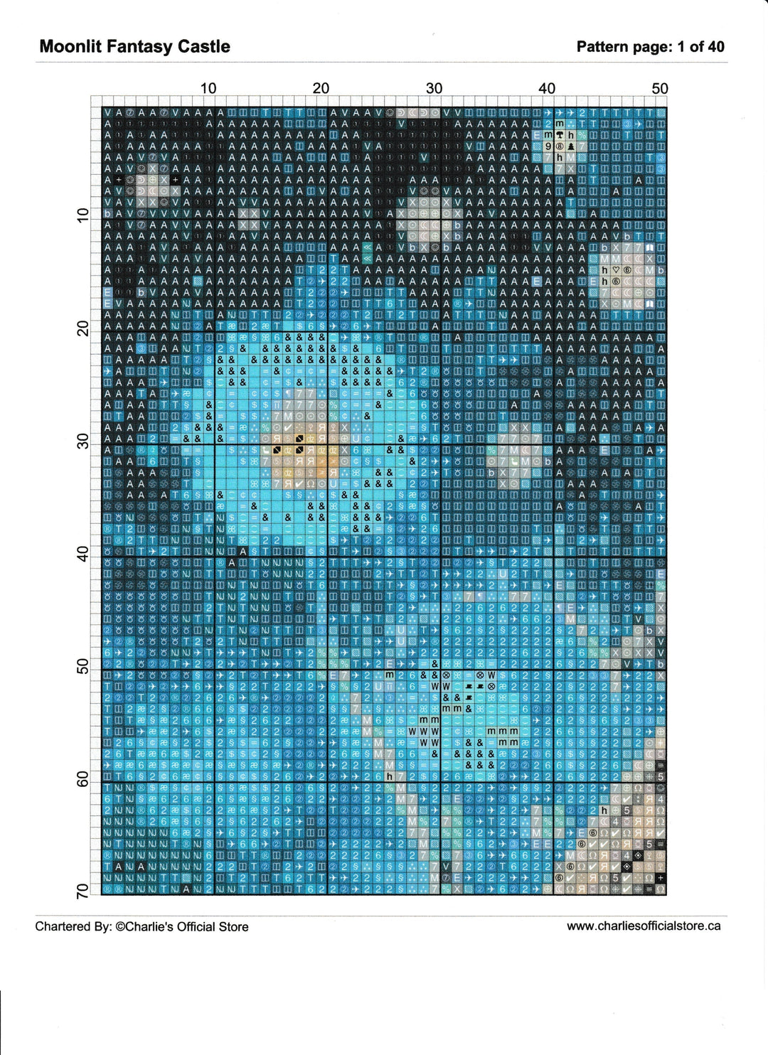 Counted Cross Stitch - Moonlit Fantasy Castle - Digital Download PDF File (Copy) Charlie's Official Store