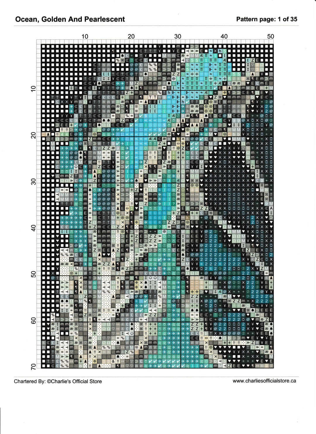Counted Cross Stitch - Ocean, Golden And Pearlescent - Digital Downlod PDF Charlie's Official Store