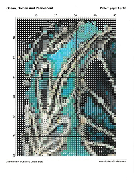 Counted Cross Stitch - Ocean, Golden And Pearlescent - Digital Downlod PDF Charlie's Official Store
