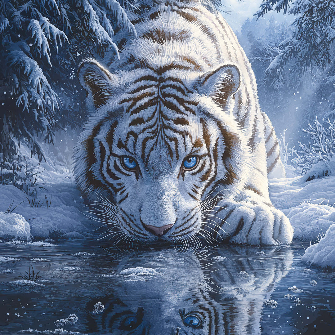 Counted Cross Stitch Winter's Majestic Whiter Tiger Full Coverage Digital Download PDF File (Copy) Charlie's Official Store