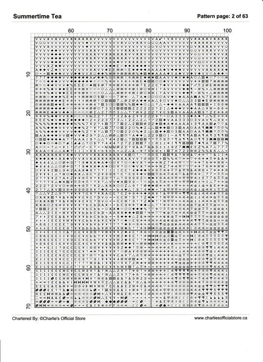 Counted Cross Stitch Summertime Tea Digital Download PDF File Charlie's Official Store