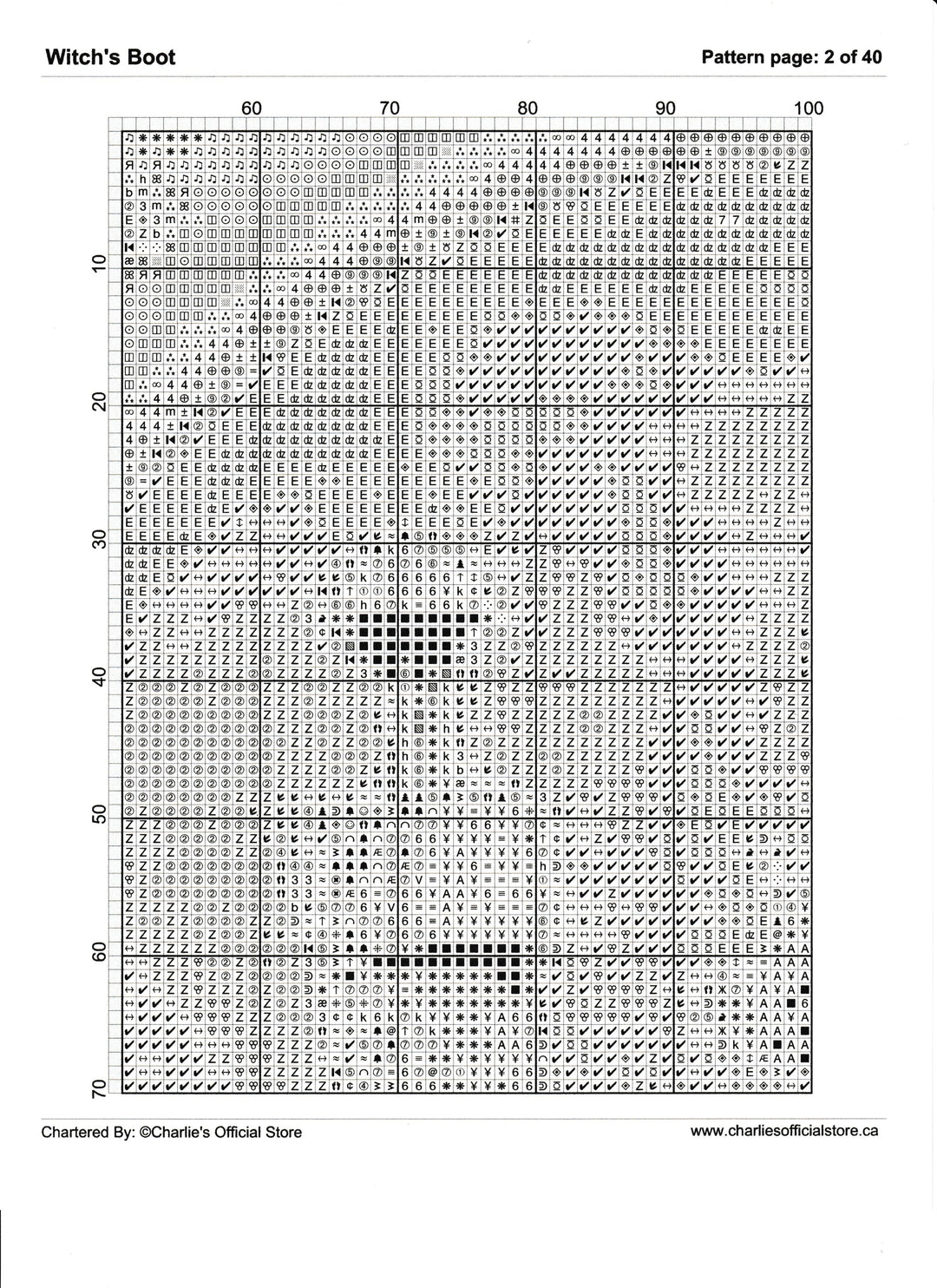 Counted Cross Stitch Witche's Boot Digital Download PDF File Charlie's Official Store