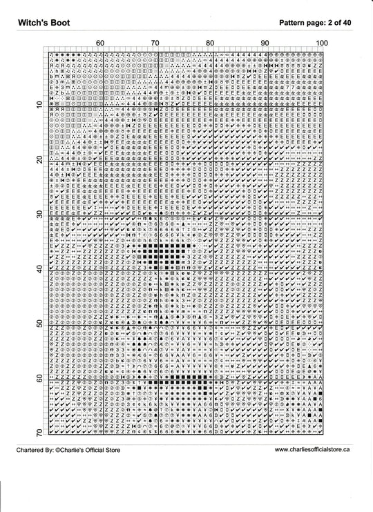 Counted Cross Stitch Witche's Boot Digital Download PDF File Charlie's Official Store