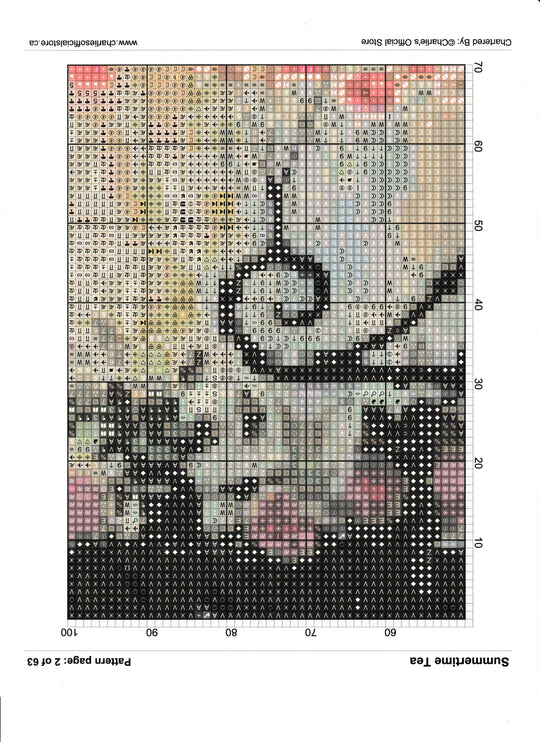 Counted Cross Stitch Summertime Tea Digital Download PDF File Charlie's Official Store