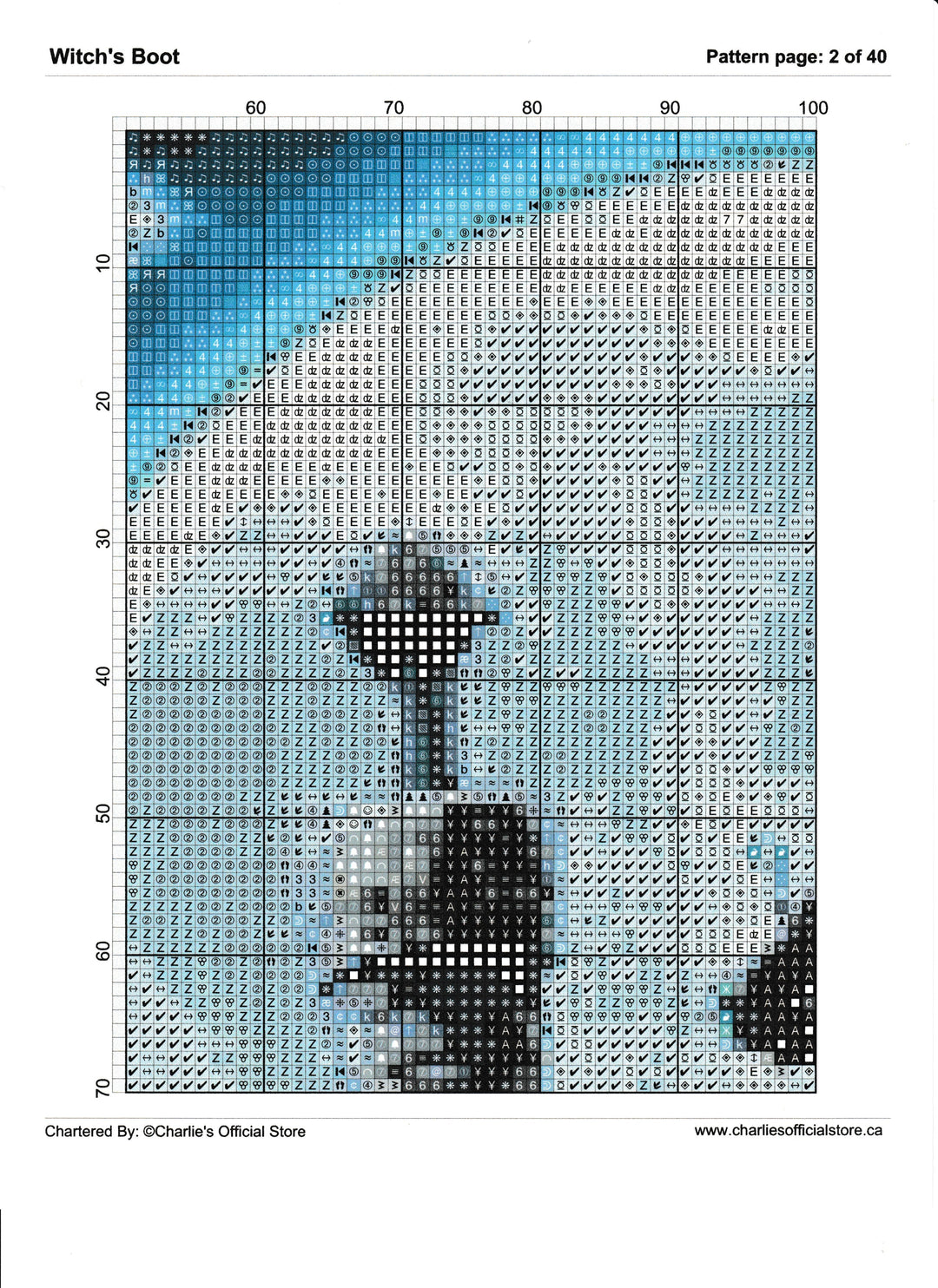 Counted Cross Stitch Witche's Boot Digital Download PDF File Charlie's Official Store