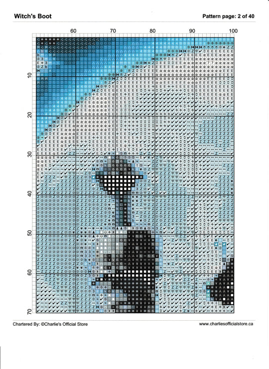 Counted Cross Stitch Witche's Boot Digital Download PDF File Charlie's Official Store