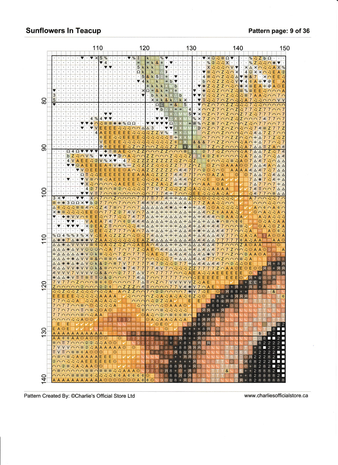 Sunflowers In Teacup Counted Cross Stitch Digital Download - Charlie's Diamond Painting