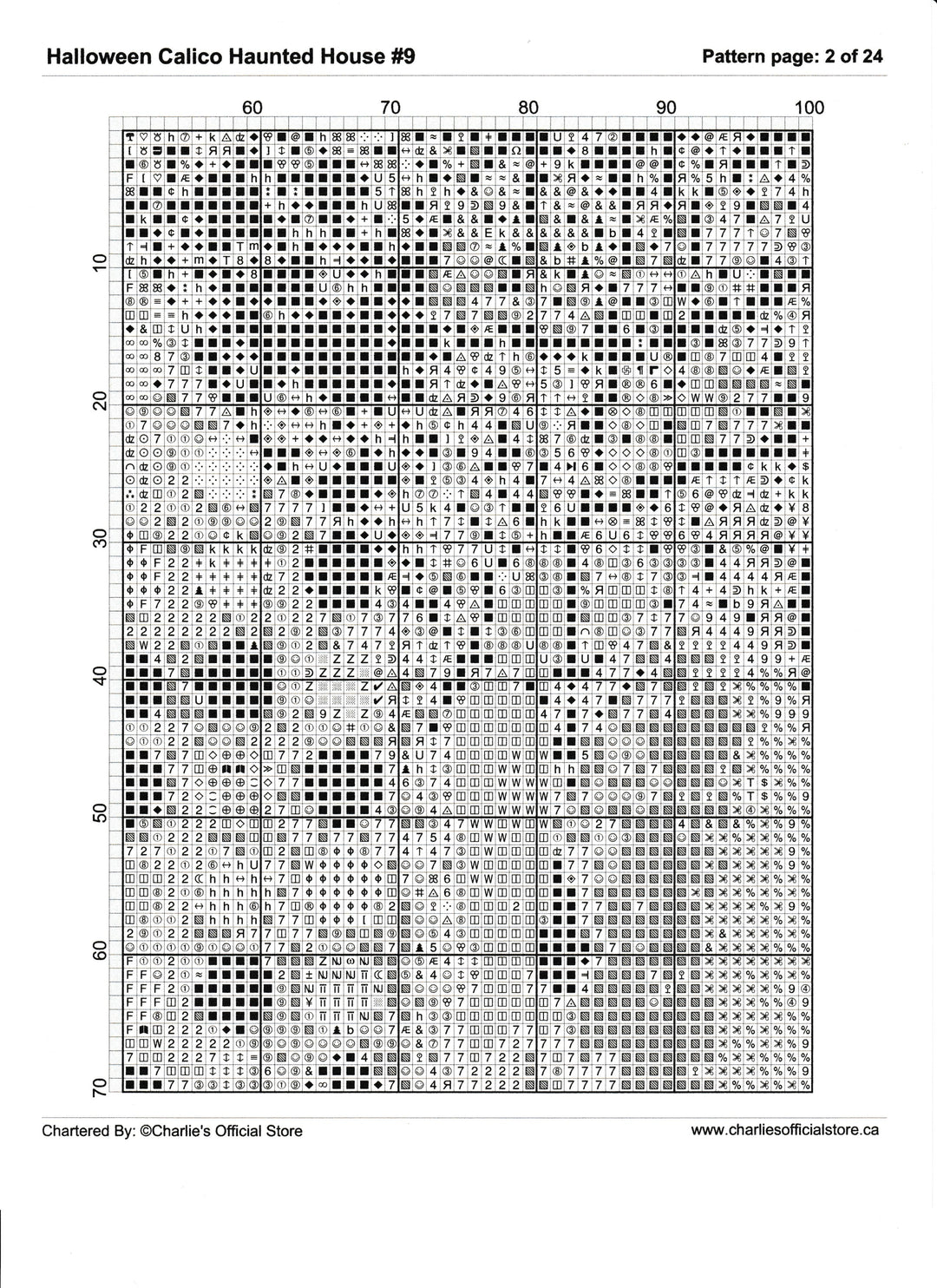 Counted Cross Stitch - Halloween Calico Haunted House #9 - Digital Download PDF download file Charlie's Official Store
