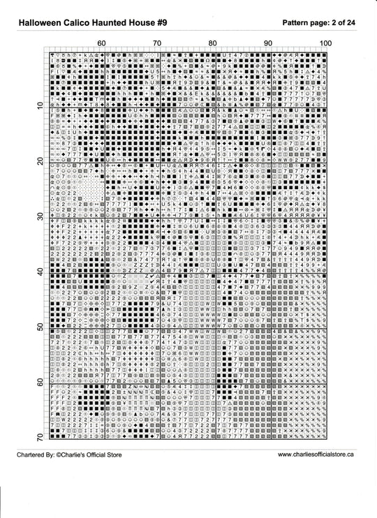 Counted Cross Stitch - Halloween Calico Haunted House #9 - Digital Download PDF download file Charlie's Official Store