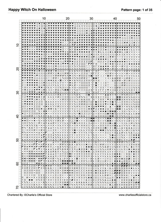 Counted Cross Stitch - Happy Witch On Halloween - Digital Downlod PDF (Copy) Charlie's Official Store