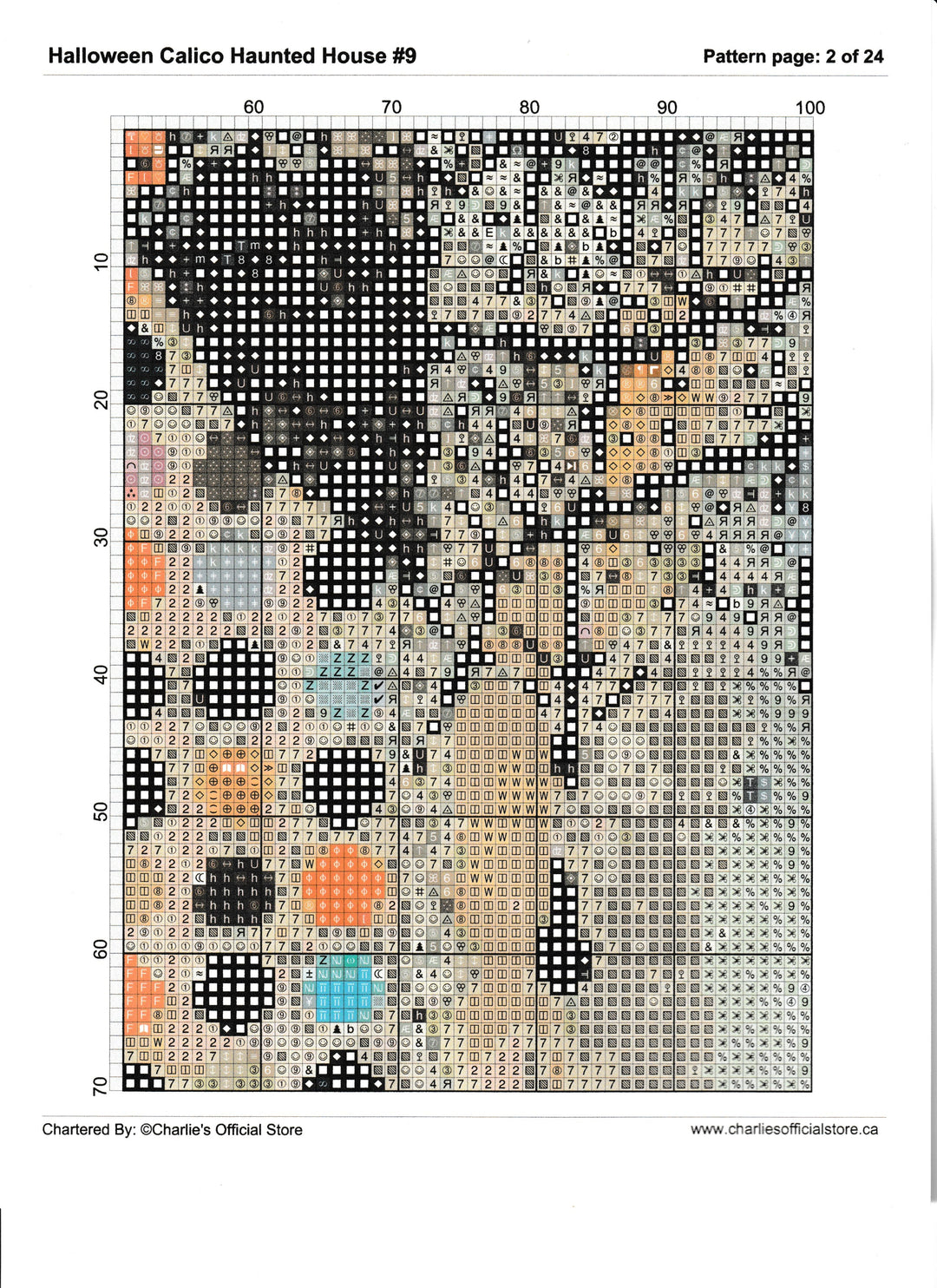 Counted Cross Stitch - Halloween Calico Haunted House #9 - Digital Download PDF download file Charlie's Official Store