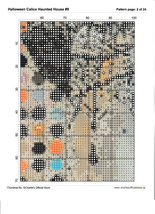 Counted Cross Stitch - Halloween Calico Haunted House #9 - Digital Download PDF download file Charlie's Official Store