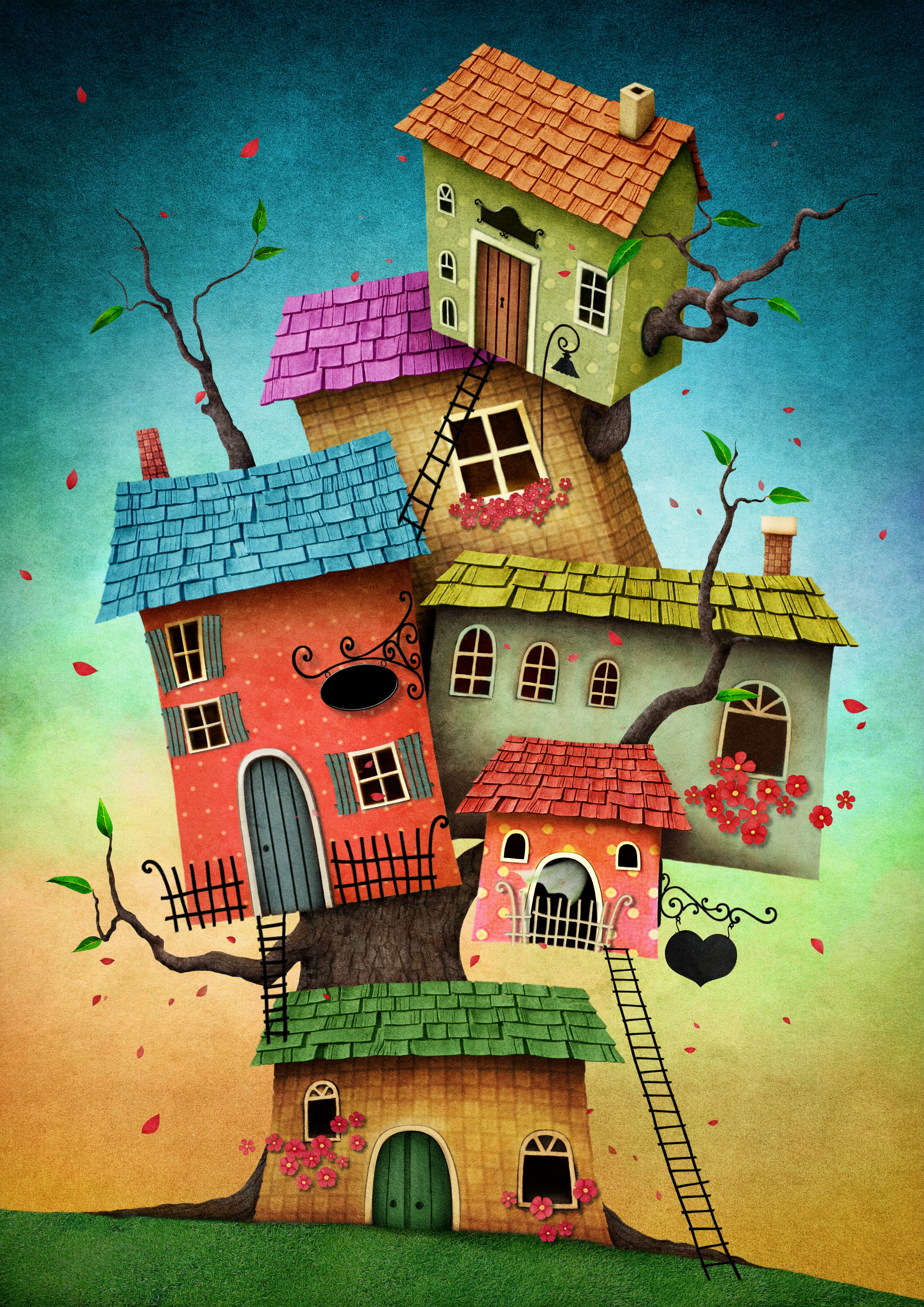 Cross Stitch Tree House Full Stitch Stamped Design Area 70x50cm - Charlie's Diamond Painting